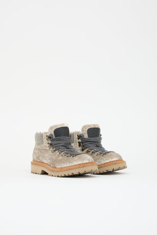 Brunello Cucinelli Metallic Velvet Monili Boot