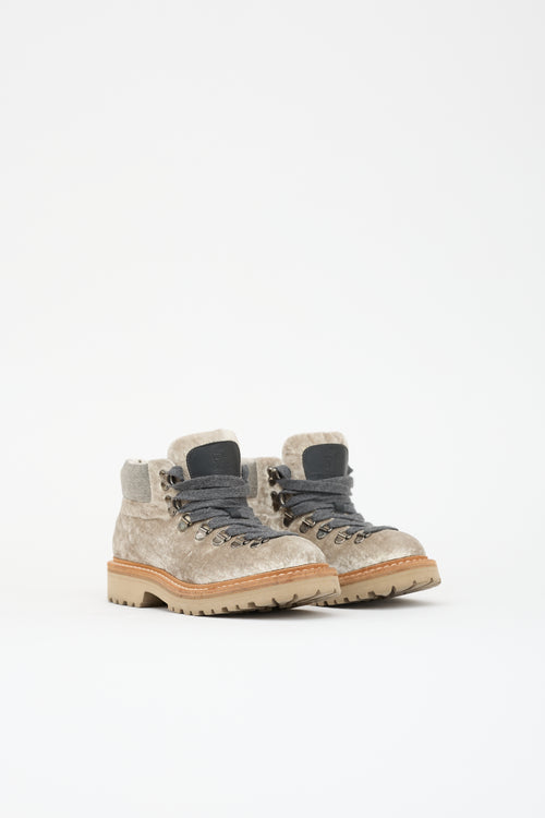 Brunello Cucinelli Metallic Velvet Monili Boot