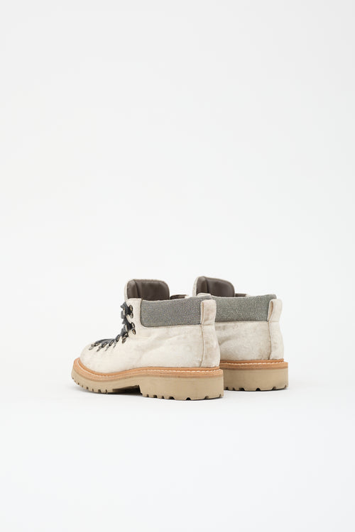 Brunello Cucinelli Metallic Velvet Monili Boot