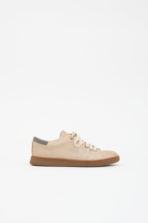 Brunello Cucinelli Sparkle Mesh Low Top Sneaker
