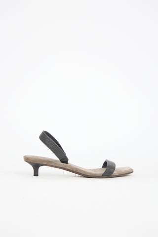 Brunello Cucinelli Monili Suede Slingback Sandal