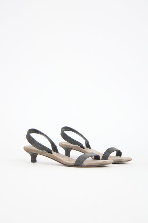 Brunello Cucinelli Monili Suede Slingback Sandal