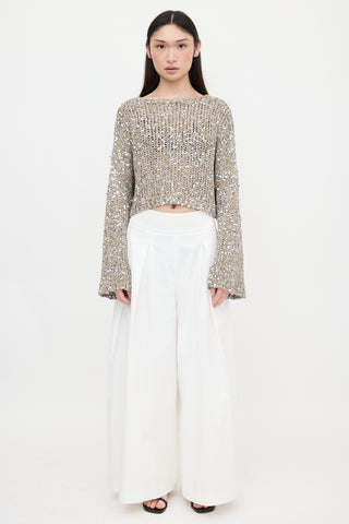 Brunello Cucinelli Open Knit Sequin Sweater