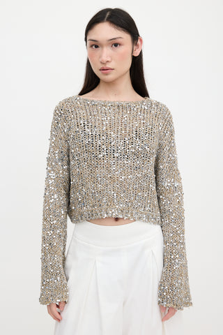 Brunello Cucinelli Open Knit Sequin Sweater