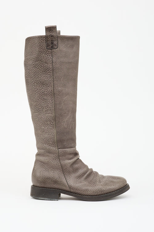 Brunello Cucinelli Pebbled Leather Riding Boot