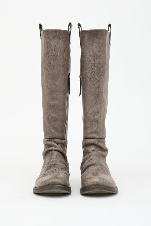 Brunello Cucinelli Pebbled Leather Riding Boot