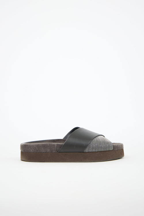 Brunello Cucinelli Leather Monili Slide
