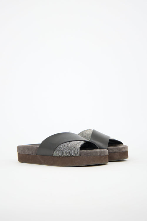 Brunello Cucinelli Leather Monili Slide