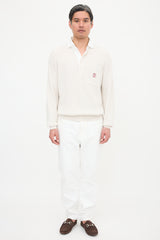 Brunello Cucinelli Rib Knit Collared Logo Sweater