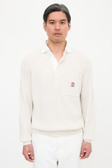 Brunello Cucinelli Rib Knit Collared Logo Sweater
