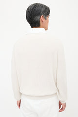 Brunello Cucinelli Rib Knit Collared Logo Sweater