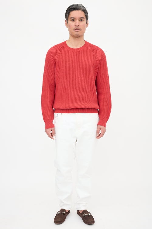 Brunello Cucinelli Rib Knit Long Sleeve Sweater