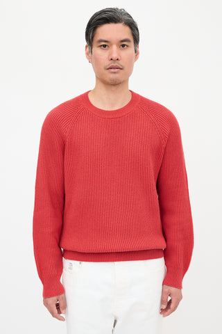 Brunello Cucinelli Rib Knit Long Sleeve Sweater
