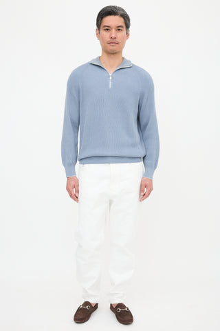 Brunello Cucinelli Rib Knit Quarter Zip Top