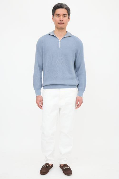 Brunello Cucinelli Rib Knit Quarter Zip Top