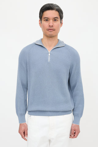 Brunello Cucinelli Rib Knit Quarter Zip Top
