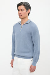 Brunello Cucinelli Rib Knit Quarter Zip Top