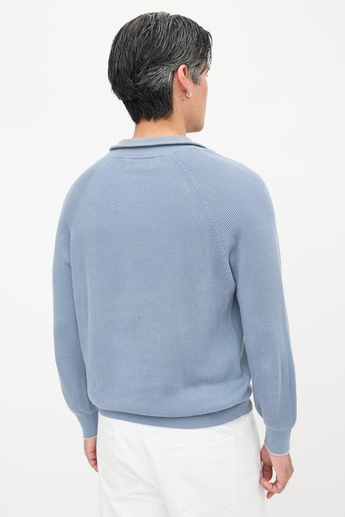Brunello Cucinelli Rib Knit Quarter Zip Top