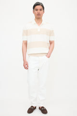 Brunello Cucinelli Rib Knit Striped Polo