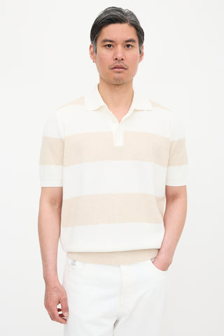Brunello Cucinelli Rib Knit Striped Polo