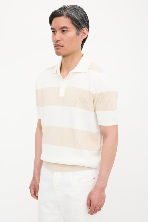 Brunello Cucinelli Rib Knit Striped Polo