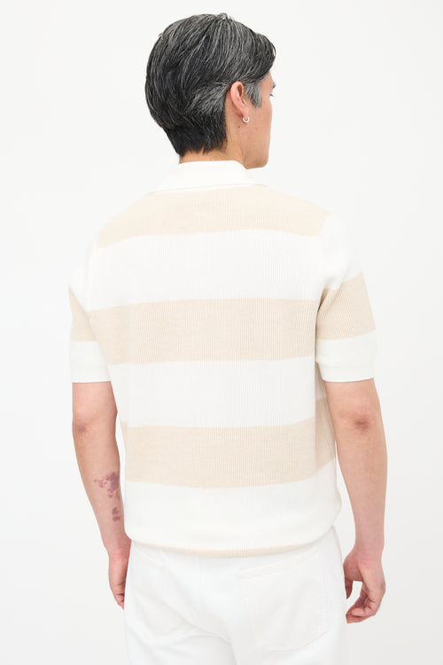 Brunello Cucinelli Rib Knit Striped Polo
