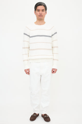 Brunello Cucinelli Rib Knit Striped Sweater