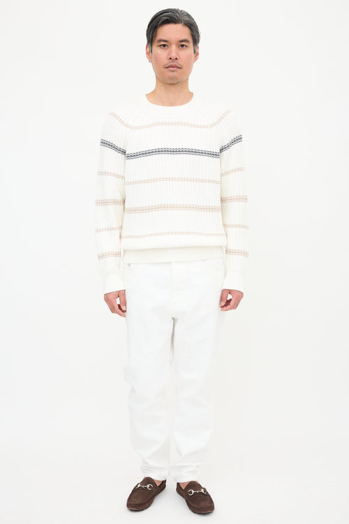Brunello Cucinelli Rib Knit Striped Sweater