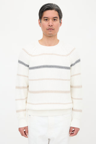 Brunello Cucinelli Rib Knit Striped Sweater