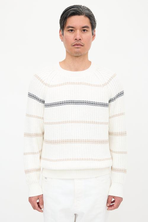 Brunello Cucinelli Rib Knit Striped Sweater