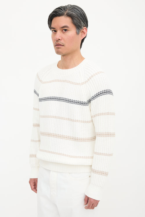 Brunello Cucinelli Rib Knit Striped Sweater