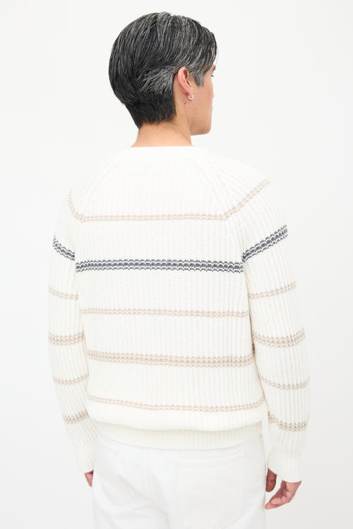 Brunello Cucinelli Rib Knit Striped Sweater