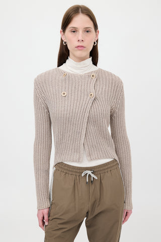 Brunello Cucinelli Ribbed Knit Hi-Low Cardigan