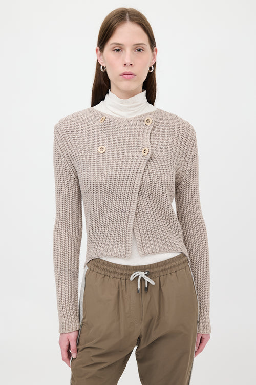 Brunello Cucinelli Ribbed Knit Hi-Low Cardigan