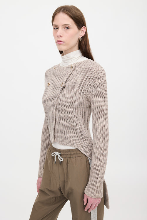 Brunello Cucinelli Ribbed Knit Hi-Low Cardigan