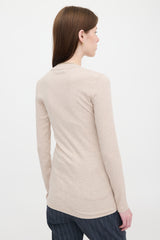 Brunello Cucinelli Ribbed Knit Jersey Monili Top