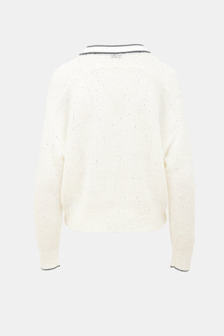 Brunello Cucinelli Sequin V-Neck Sweater