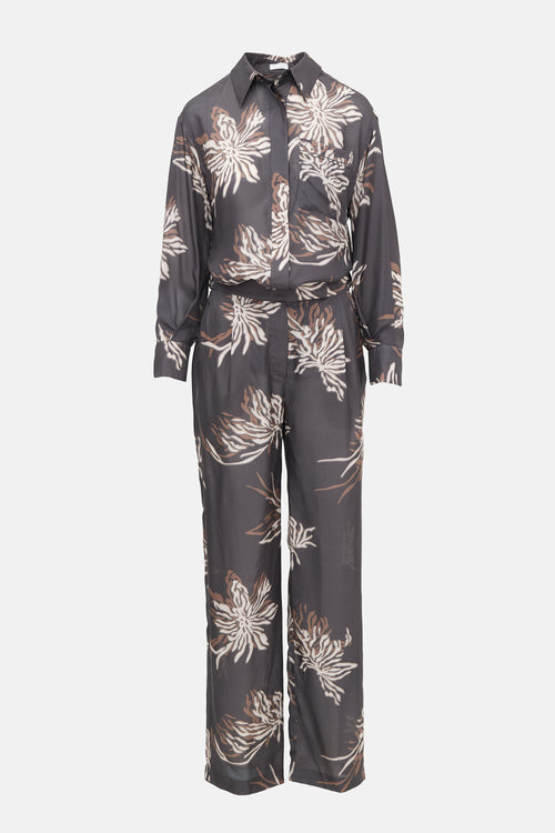 Brunello Cucinelli Silk Printed Jumpsuit