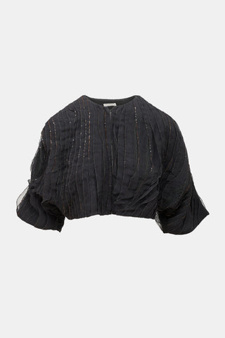 Brunello Cucinelli Silk Ruffled Monili Bolero