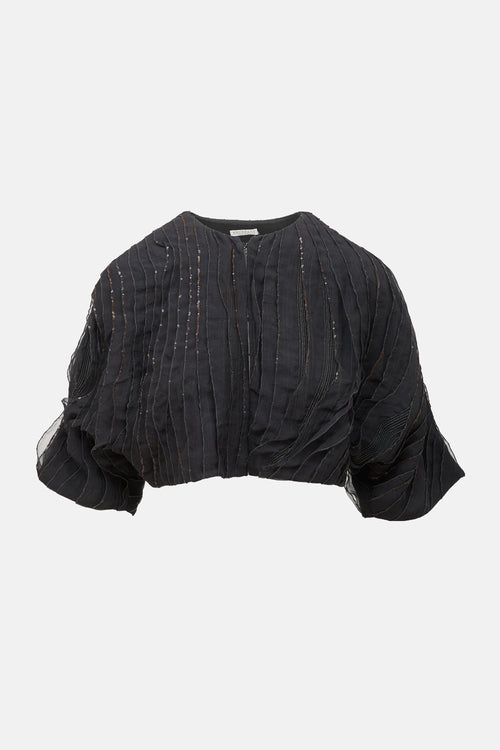 Brunello Cucinelli Silk Ruffled Monili Bolero
