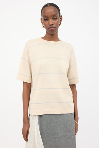 Brunello Cucinelli Sparkly Cashmere Striped Sweater