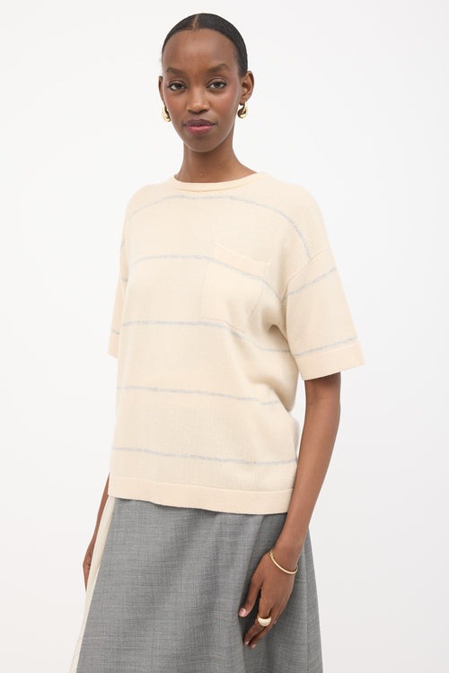 Brunello Cucinelli Sparkly Cashmere Striped Sweater