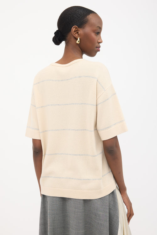 Brunello Cucinelli Sparkly Cashmere Striped Sweater