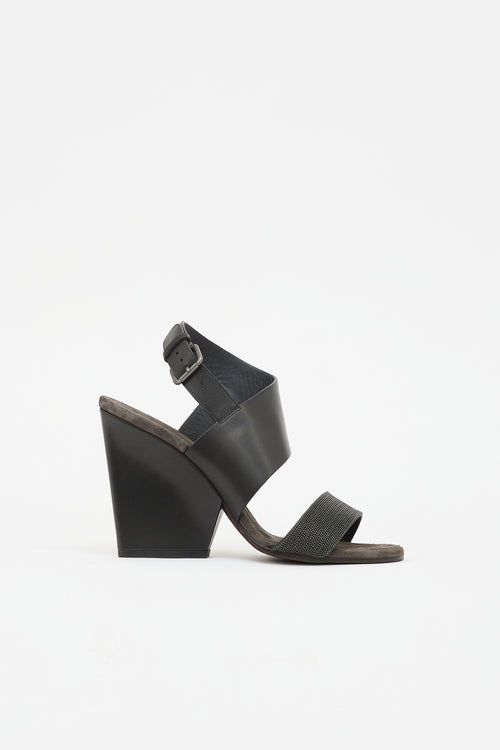 Brunello Cucinelli Suede Monili Wedge Sandal