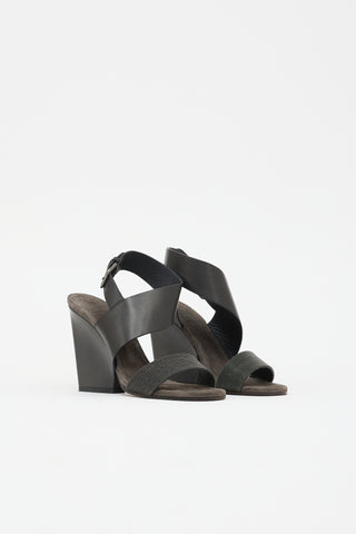Brunello Cucinelli Suede Monili Wedge Sandal