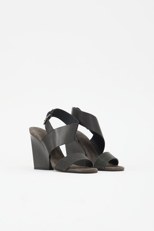 Brunello Cucinelli Suede Monili Wedge Sandal