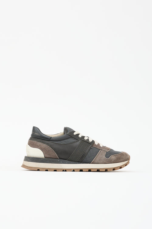 Brunello Cucinelli Suede & Mesh Panelled Sneaker