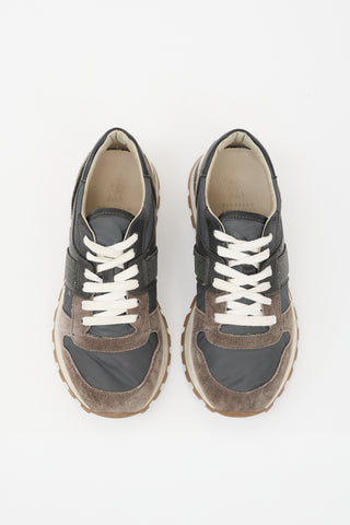 Brunello Cucinelli Suede & Mesh Panelled Sneaker