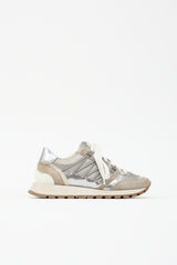 Brunello Cucinelli Suede & Metallic Leather Panelled Sneaker