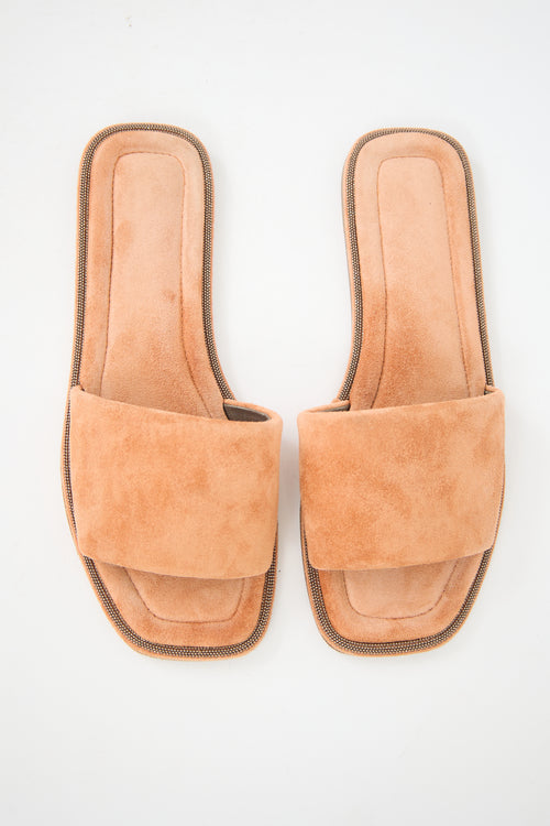 Brunello Cucinelli Suede Monili Sandal